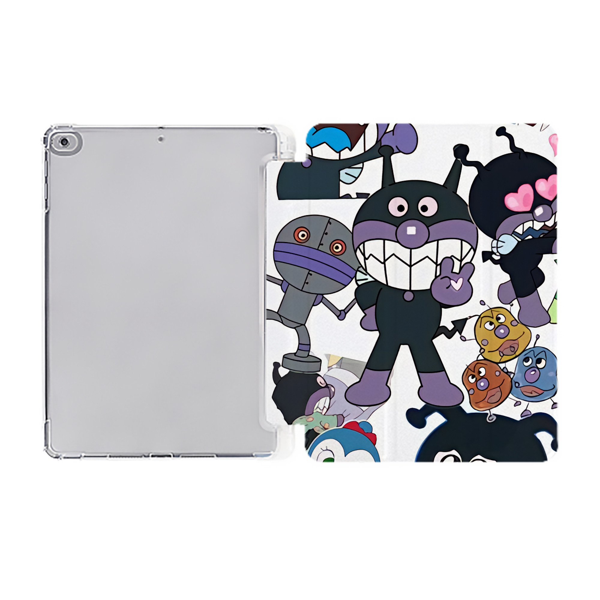 （画像用） アンパンマン Anpanman IPad ケース ペン収納付き 三つ折りスタンド PUレザー×シリコン 対応機種9.5/10.5/10.9インチ